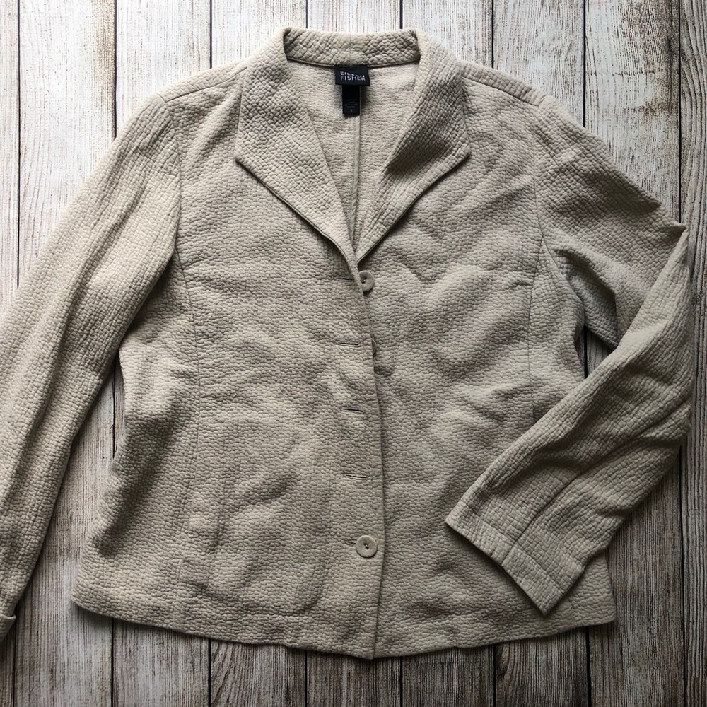 Eileen Fisher Beige Blazer Organic Cotton Small